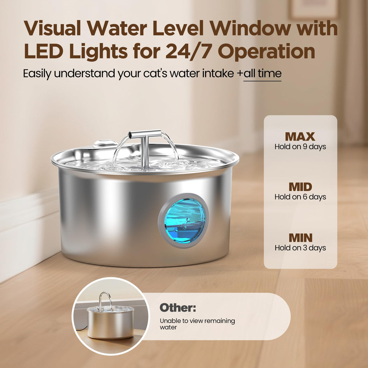 Fonte Inox 2,6 L Automática para Gatos