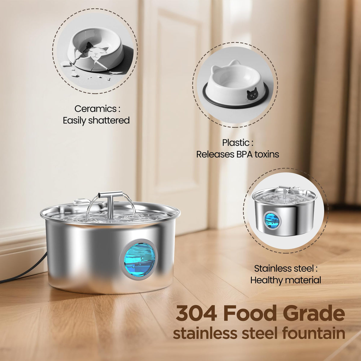 Fonte Inox 2,6 L Automática para Gatos